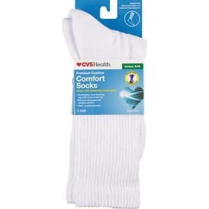 slide 1 of 1, CVS Health Premium Diabetic Sock White, S/M, 1 ct