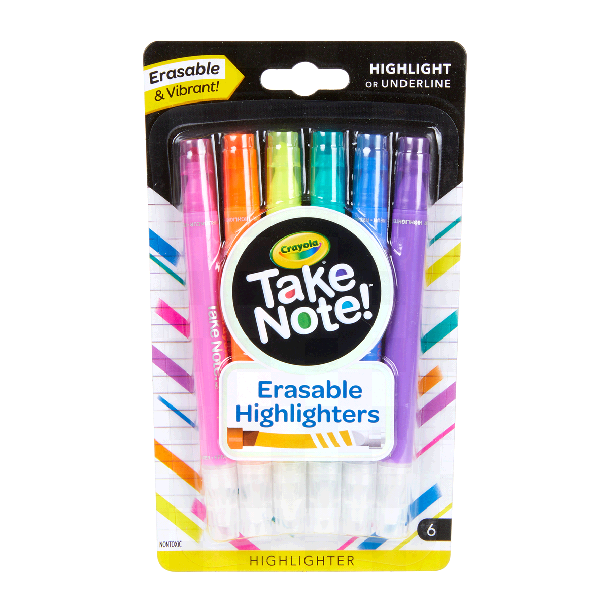 slide 1 of 2, Crayola Take Note Erasable Highlighters, 6 ct