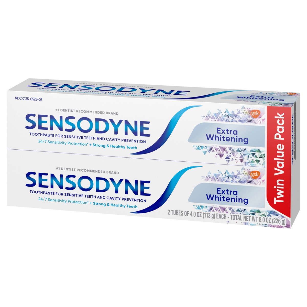 slide 3 of 9, Sensodyne Extra Whitening Toothpaste - 2pk/4oz, 8 oz