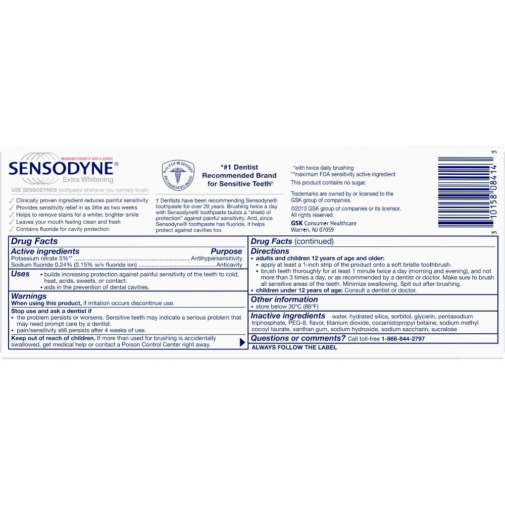slide 4 of 5, Sensodyne Extra Whitening Toothpaste Twin Pack, 2 ct; 4 oz