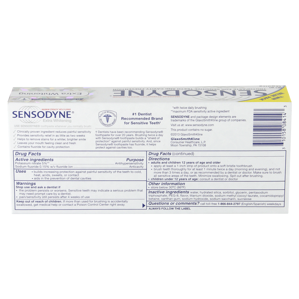 slide 5 of 5, Sensodyne Extra Whitening Toothpaste Twin Pack, 2 ct; 4 oz