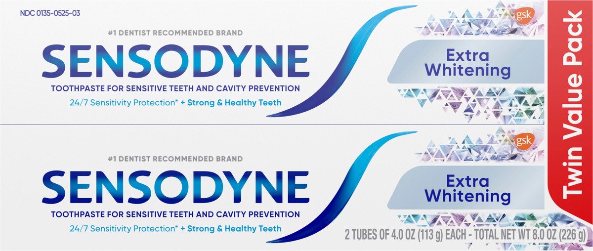slide 6 of 9, Sensodyne Extra Whitening Toothpaste - 2pk/4oz, 8 oz