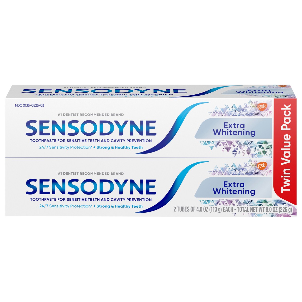 slide 1 of 9, Sensodyne Extra Whitening Sensitive Teeth Whitening Toothpaste - 4 Ounces x 2, 2 ct