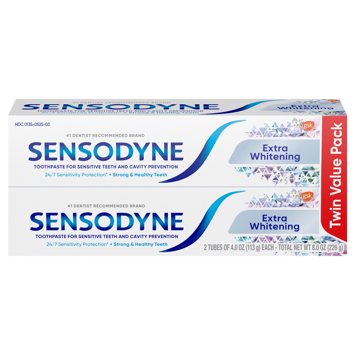 slide 1 of 9, Sensodyne Extra Whitening Toothpaste - 2pk/4oz, 8 oz