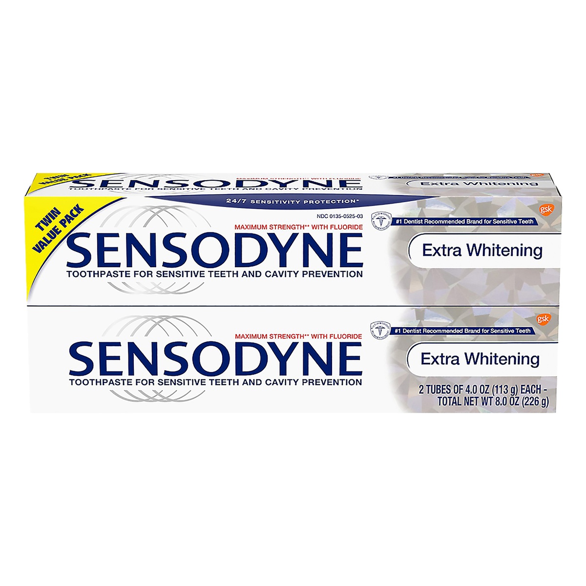 slide 1 of 1, Sensodyne Twin Value Pack Extra Whitening with Fluoride Toothpaste 2 ea, 2 ct; 4 oz