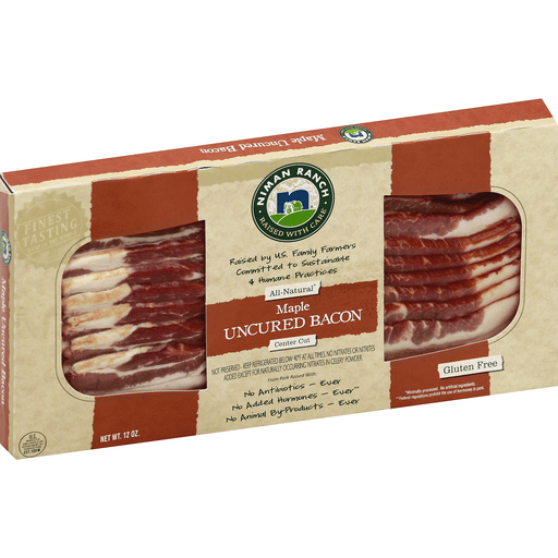 slide 2 of 2, Niman Ranch Uncured Applewood Smoked Center Cut Maple Bacon, 12 oz