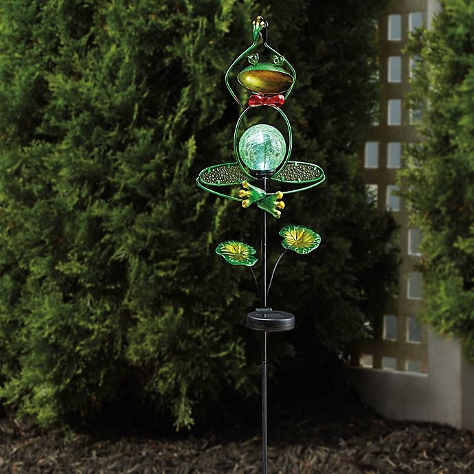 slide 1 of 2, Destination Summer Solar Yoga Frog Stake Light, 1 ct