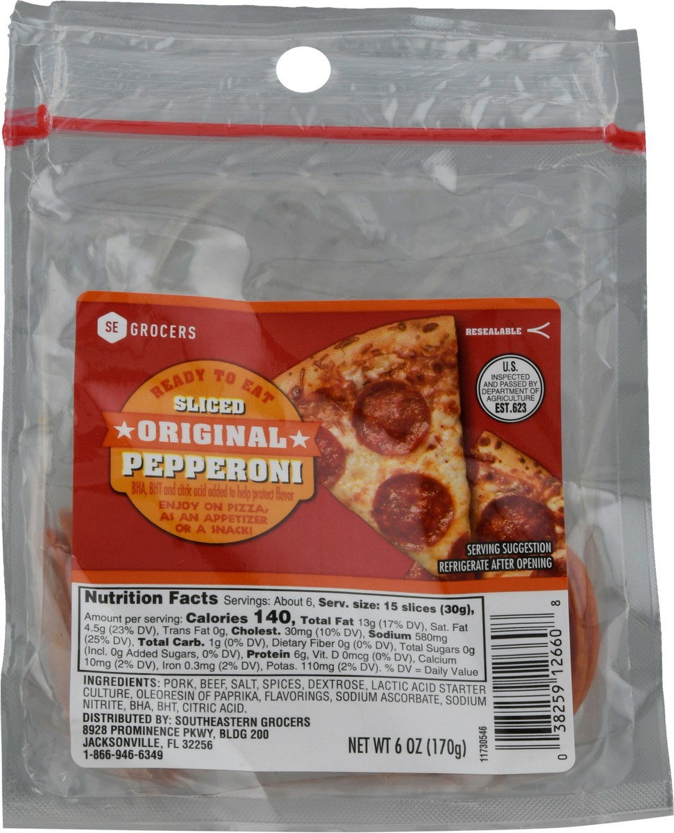 slide 11 of 14, SE Grocers Pepperoni, 6 oz