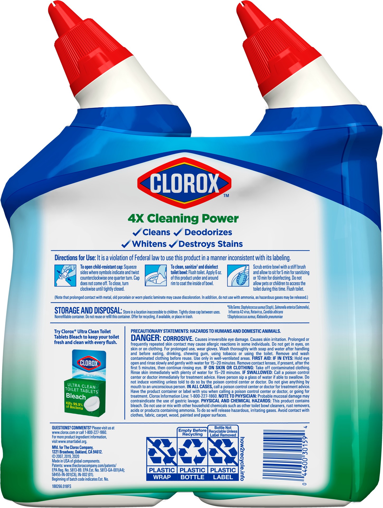 slide 2 of 5, Clorox™ Toilet Bowl Cleaner Bleach, Fresh Breeze Scent – 24 Ounces - Pack of 2, 48 fl oz