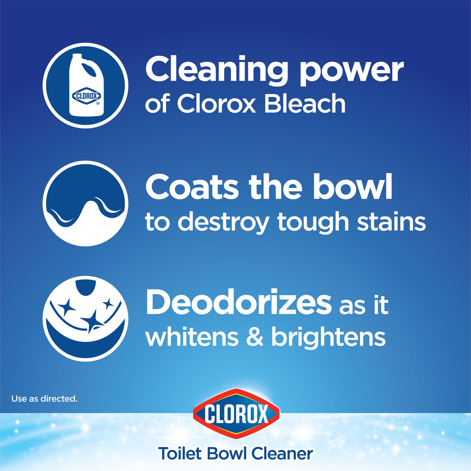 slide 3 of 5, Clorox™ Toilet Bowl Cleaner Bleach, Fresh Breeze Scent – 24 Ounces - Pack of 2, 48 fl oz