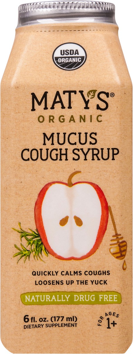 slide 1 of 9, Maty's Organic Mucus Cough Syrup 6FO, 6 fl oz