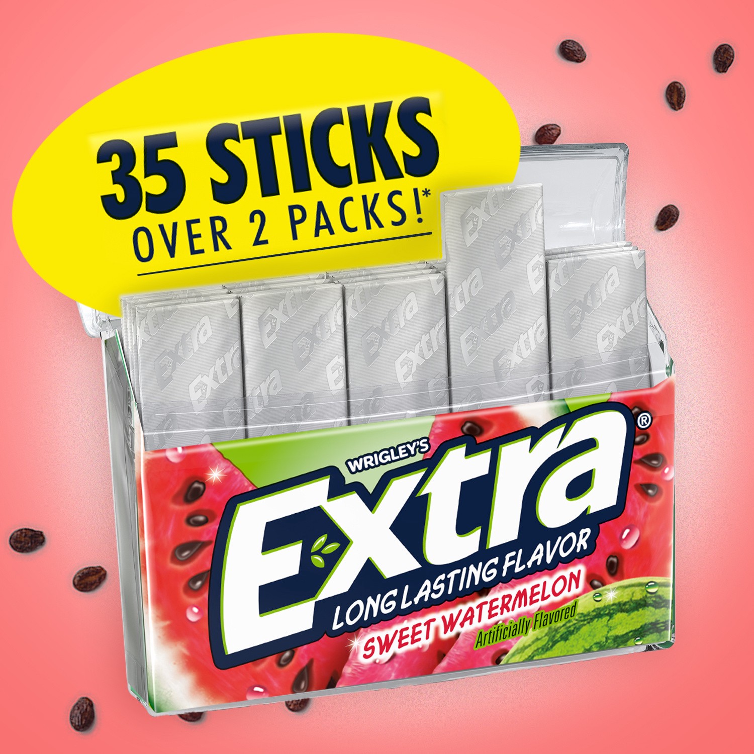 slide 2 of 8, EXTRA Sweet Watermelon Sugar Free Chewing Gum Mega Pack - 35 sticks, 35 ct