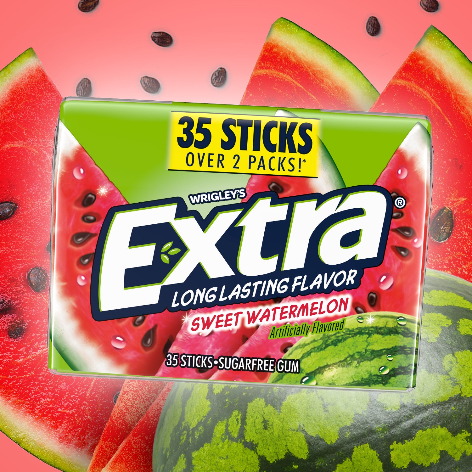 slide 3 of 8, EXTRA Sweet Watermelon Sugar Free Chewing Gum Mega Pack - 35 sticks, 35 ct