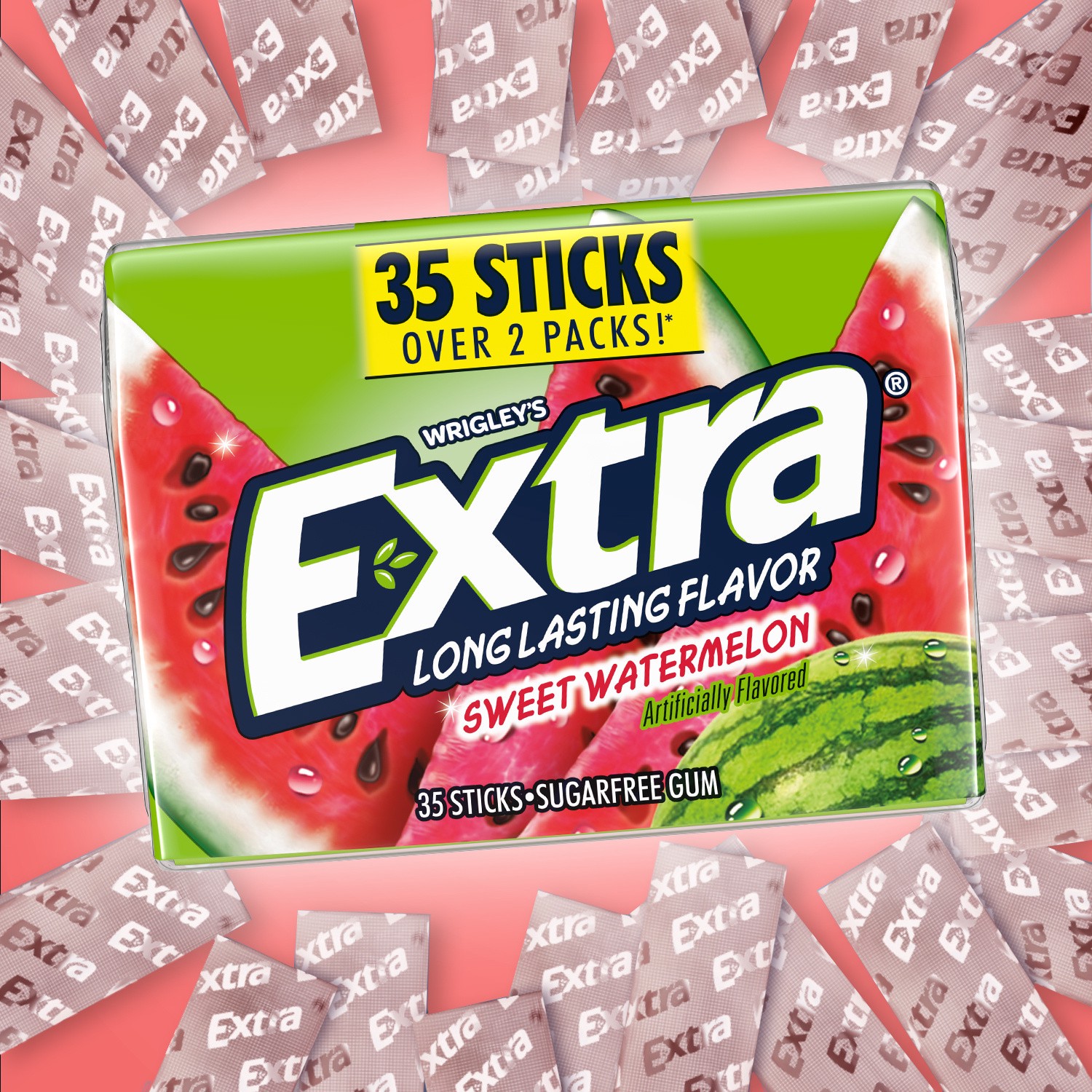 slide 6 of 8, EXTRA Sweet Watermelon Sugar Free Chewing Gum Mega Pack - 35 sticks, 35 ct