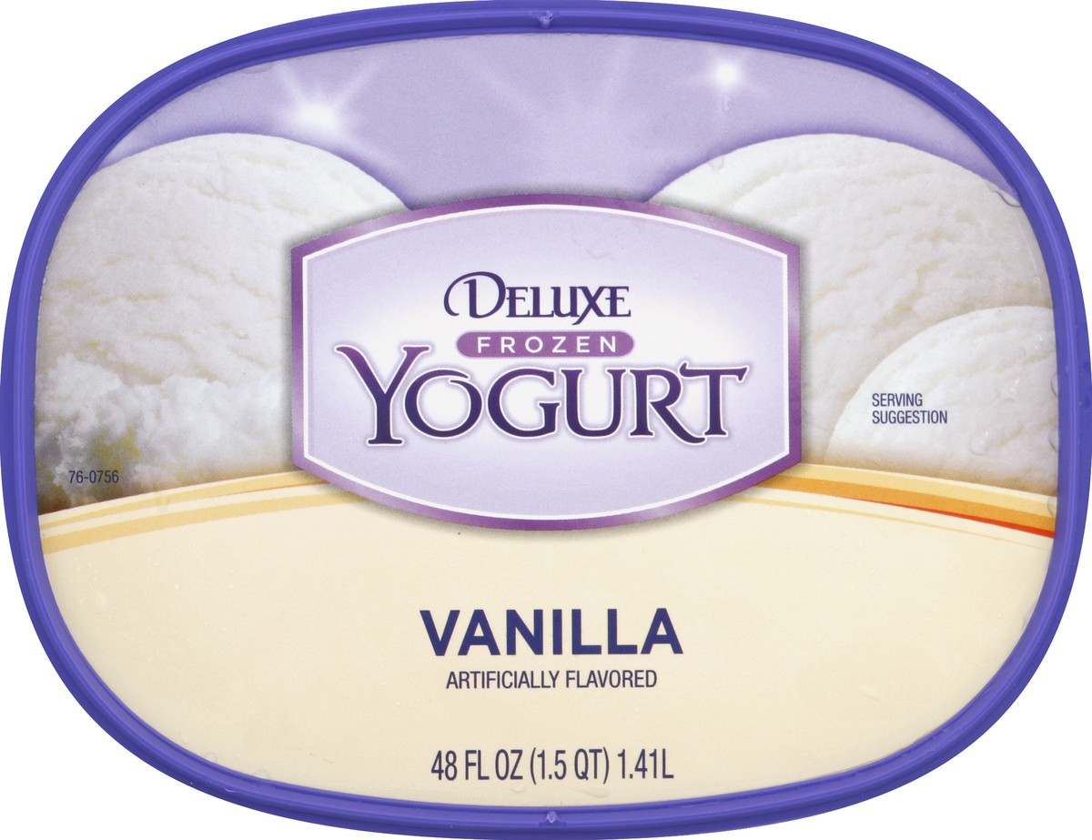 slide 2 of 6, Kroger Deluxe Lowfat Vanilla Frozen Yogurt, 48 fl oz
