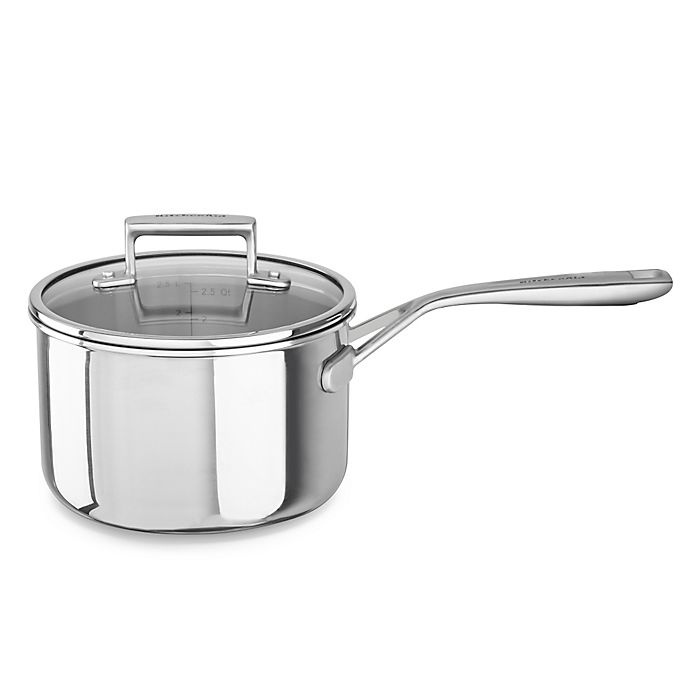 slide 1 of 2, Kitchenaid Tri-Ply Stainless Steel Saucepan, 3 qt