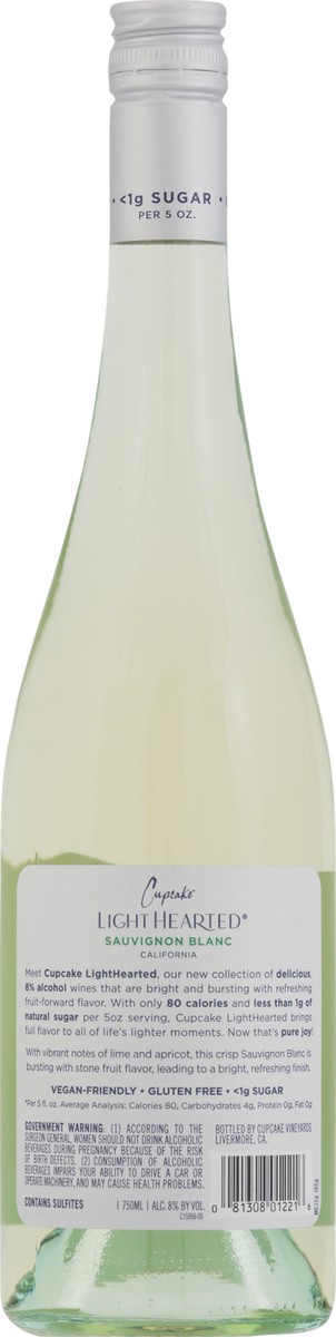 slide 5 of 9, Cupcake LightHearted Sauvignon Blanc White Wine - 750ml, 2020 California, 1 ct