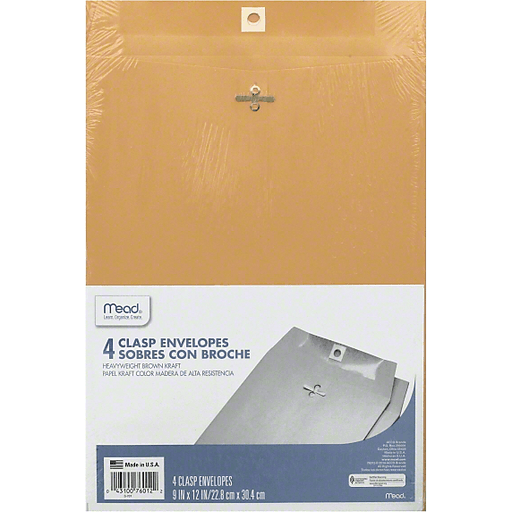 slide 2 of 4, Mead Management Series Clasp Envelopes, 4 ct; 9 in x 12 in