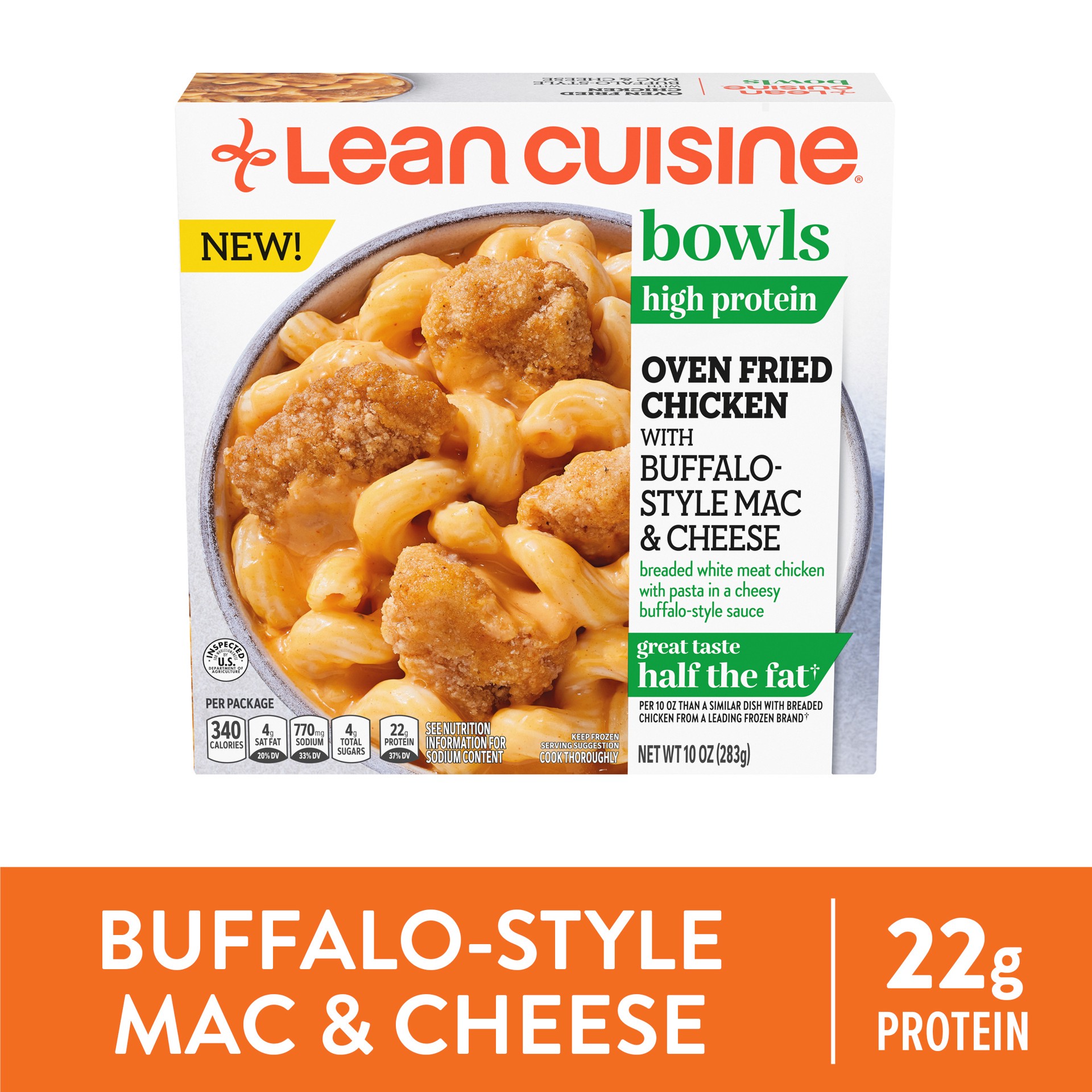 slide 1 of 8, Lean Cuisine Bowls Oven Fried Chicken with Buffalo Style Mac and Cheese Frozen Meal, 10 oz