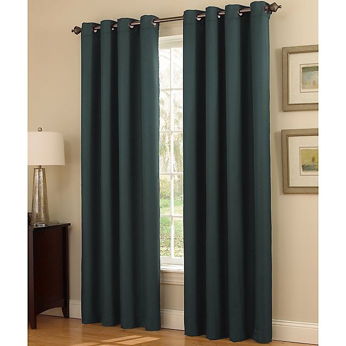 slide 1 of 1, Insola Dorian Thermalayer Grommet Top Window Curtain Panel - Peacock, 84 in