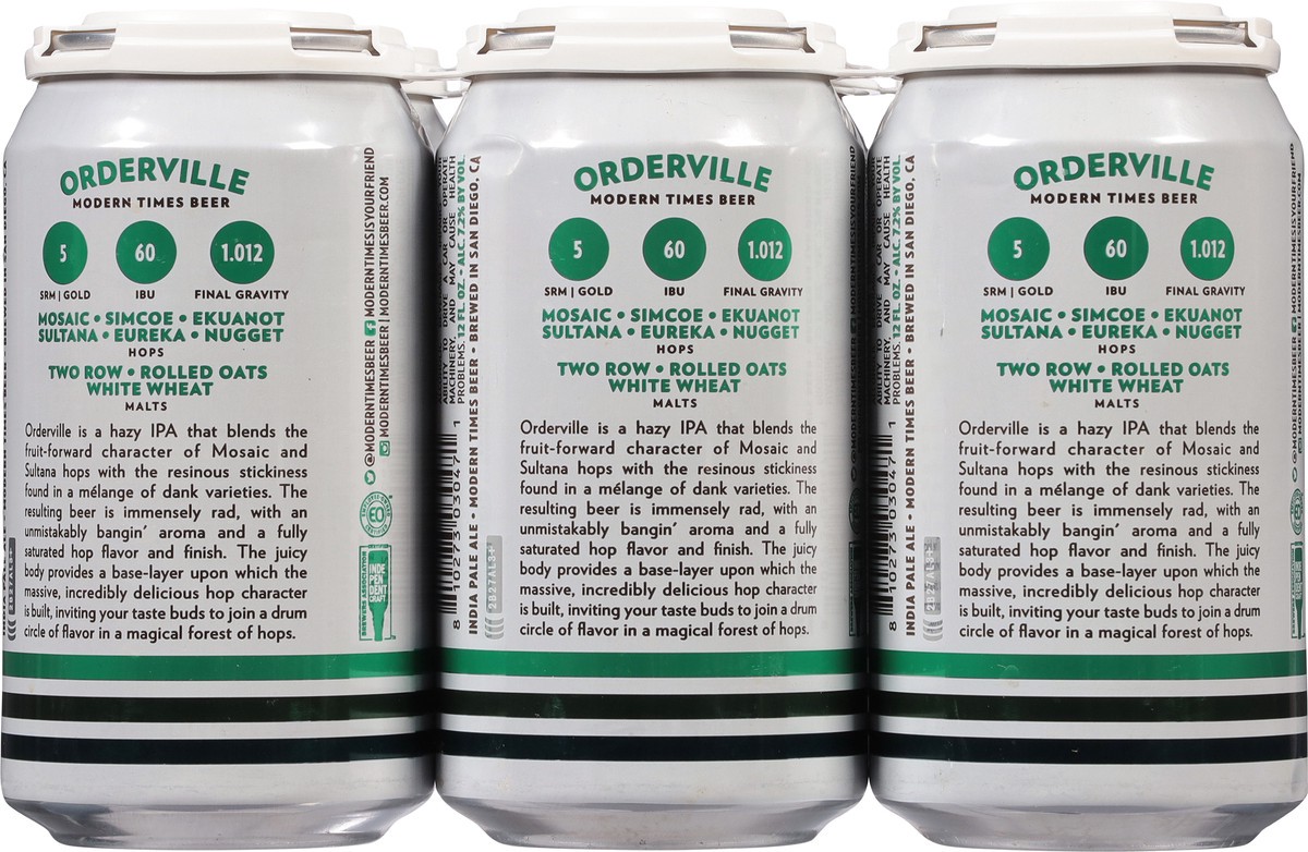 slide 3 of 9, Modern Times IPA Orderville Beer 6 - 12 fl oz Cans, 6 ct