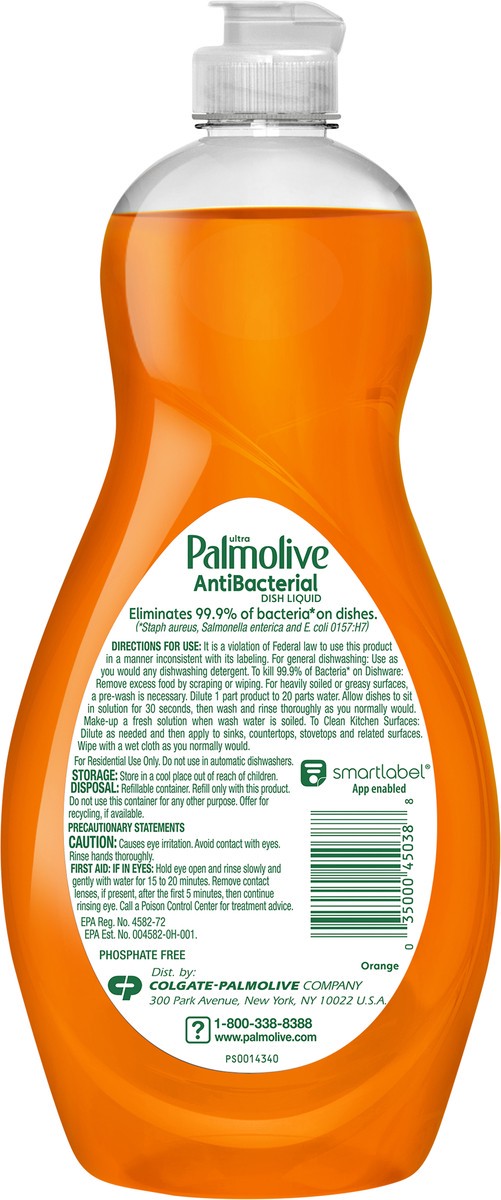 slide 4 of 8, Palmolive Ultra Palmolive Antibacterial Concentrated Dish Liquid, Orange Scent - 20 Fluid Ounce, 20 oz