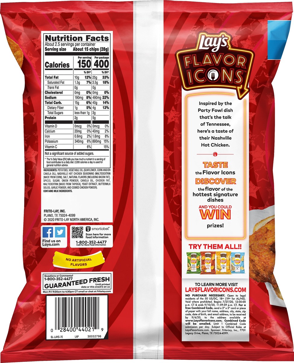 slide 5 of 5, Lay's Potato Chips Nashville Hot Chicken 2 5/8 Oz, 2.62 oz