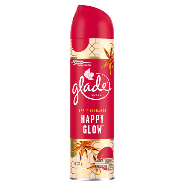 slide 1 of 1, Glade Winter Collection Spray Happy Glow Apple Cinnamon, 8 oz