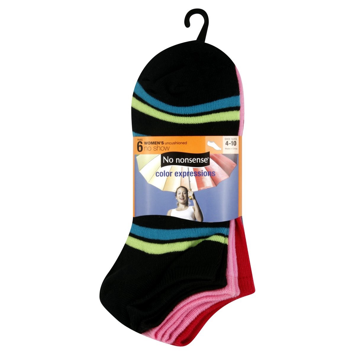 slide 1 of 1, No Nonsense Color Expression Stripe Socks, 6 ct