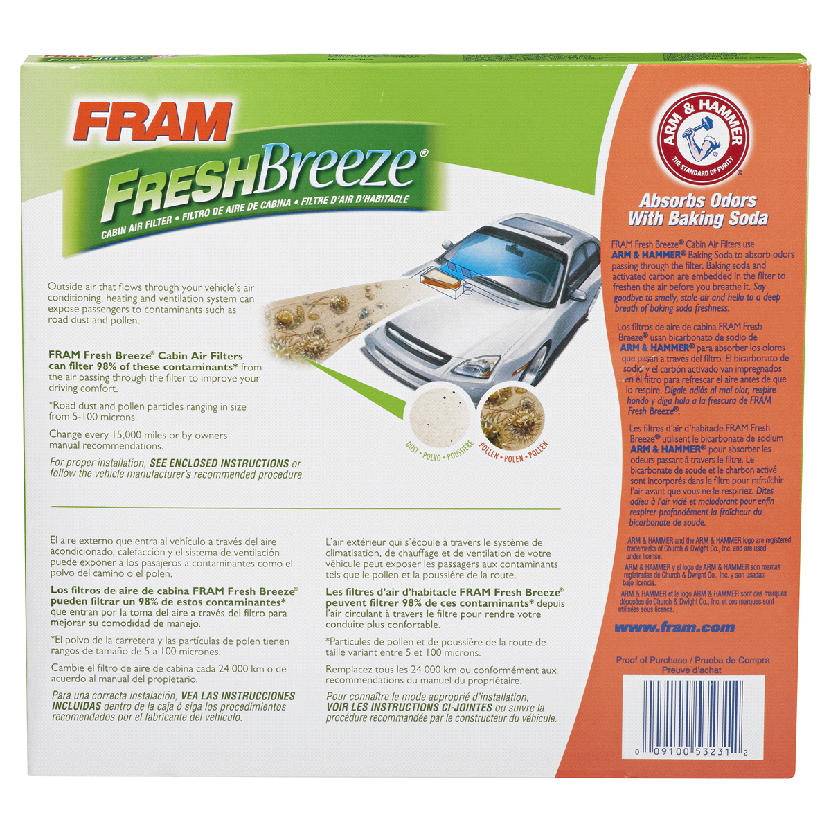 slide 4 of 6, Fram Fresh Breeze Cabin Air Filter CF9846A, 1 ct
