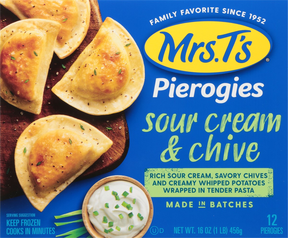 slide 2 of 14, Mrs. T's Pierogies Sour Cream & Chive Pierogies, 16 oz