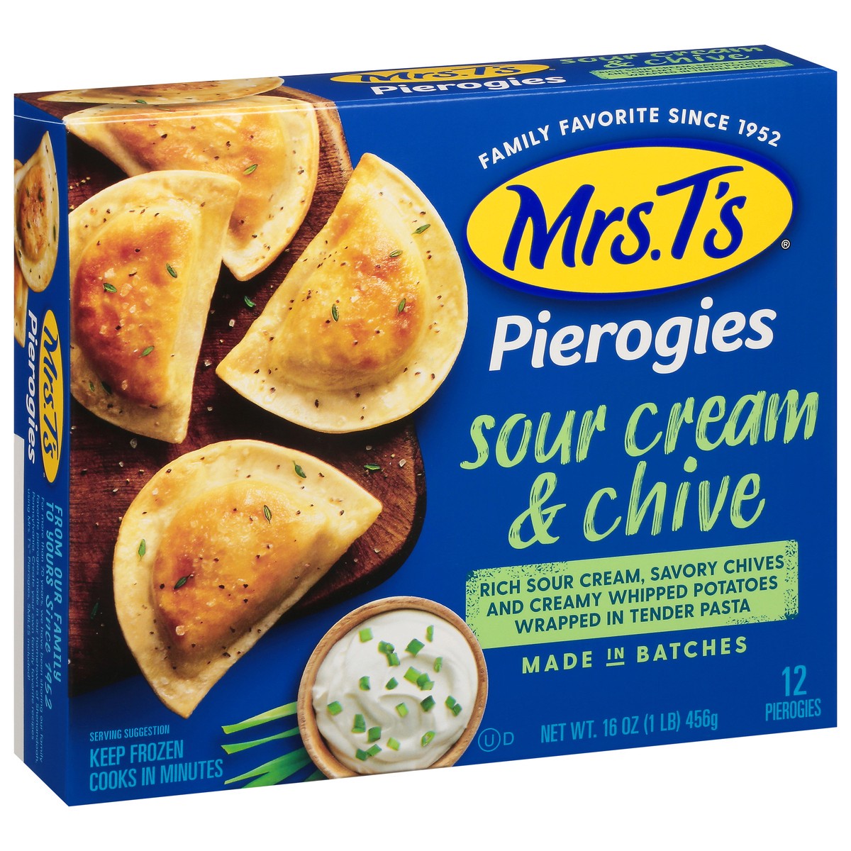 slide 12 of 14, Mrs. T's Pierogies Sour Cream & Chive Pierogies, 16 oz