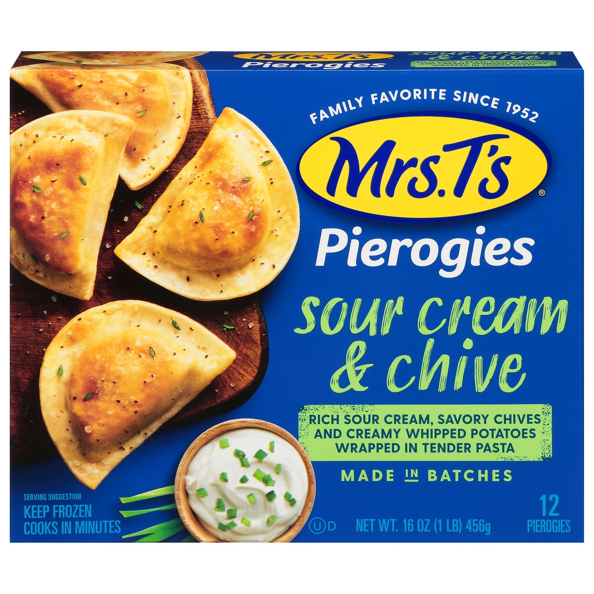 slide 1 of 14, Mrs. T's Pierogies Sour Cream & Chive Pierogies, 16 oz