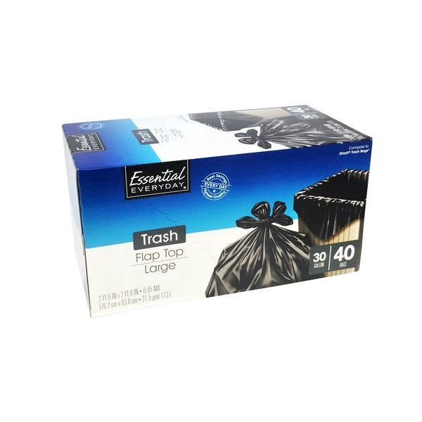 slide 1 of 1, Essential Everyday Trash Bags, 40 ct; 30 gal