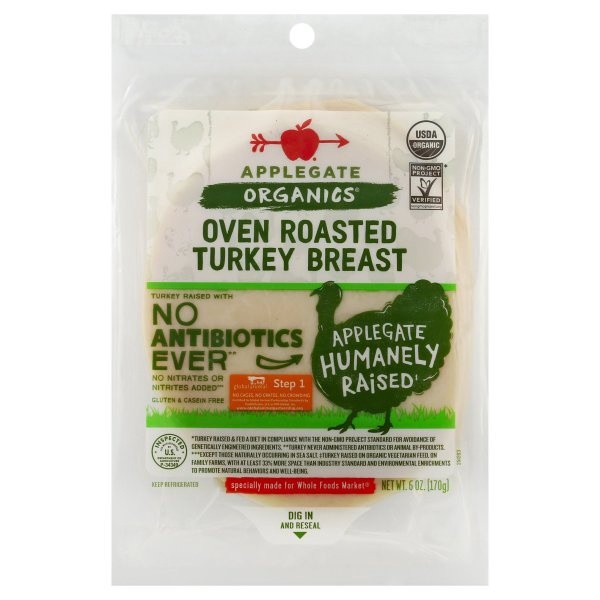 slide 1 of 3, Applegate Organic Roasted Turkey Breast, 6 oz