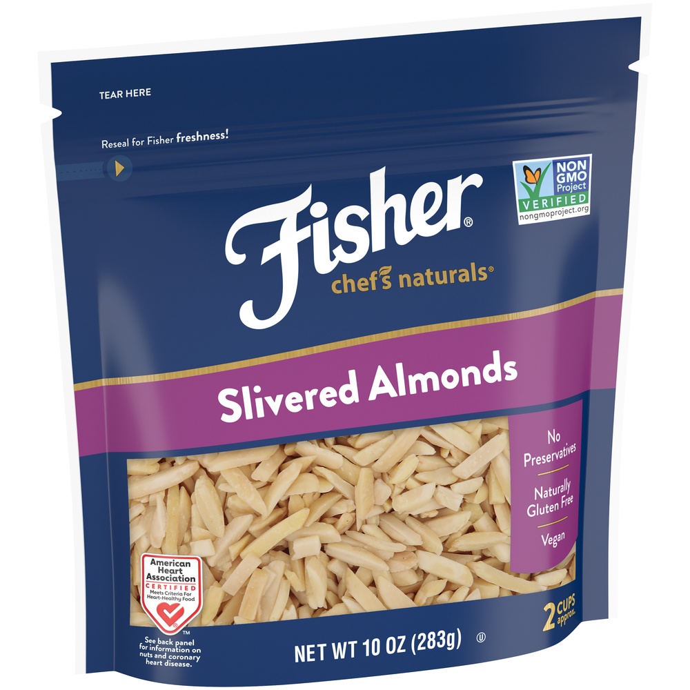 slide 2 of 8, Fisher Chef's Naturals Slivered Almonds, 10 oz