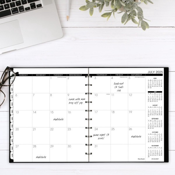 slide 6 of 8, 2024-2025 At-A-Glance Move-A-Page Academic Weekly/Monthly Appointment Book Planner, 9"" X 11"", Black, July To August, 70957E05, 1 ct