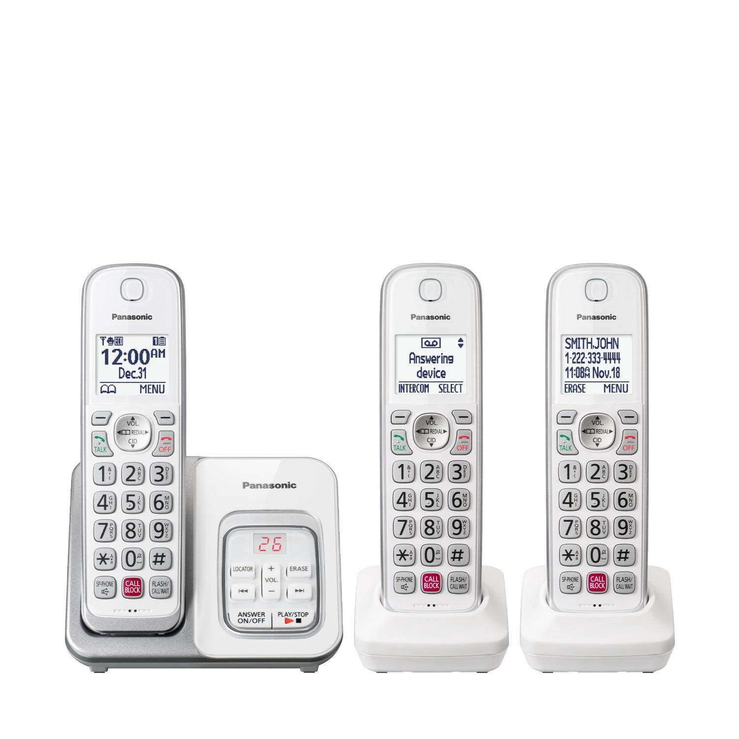 slide 1 of 1, Panasonic Dect 6.0 Expandable Cordless Phone System With Digital Answering System - White, 1 ct