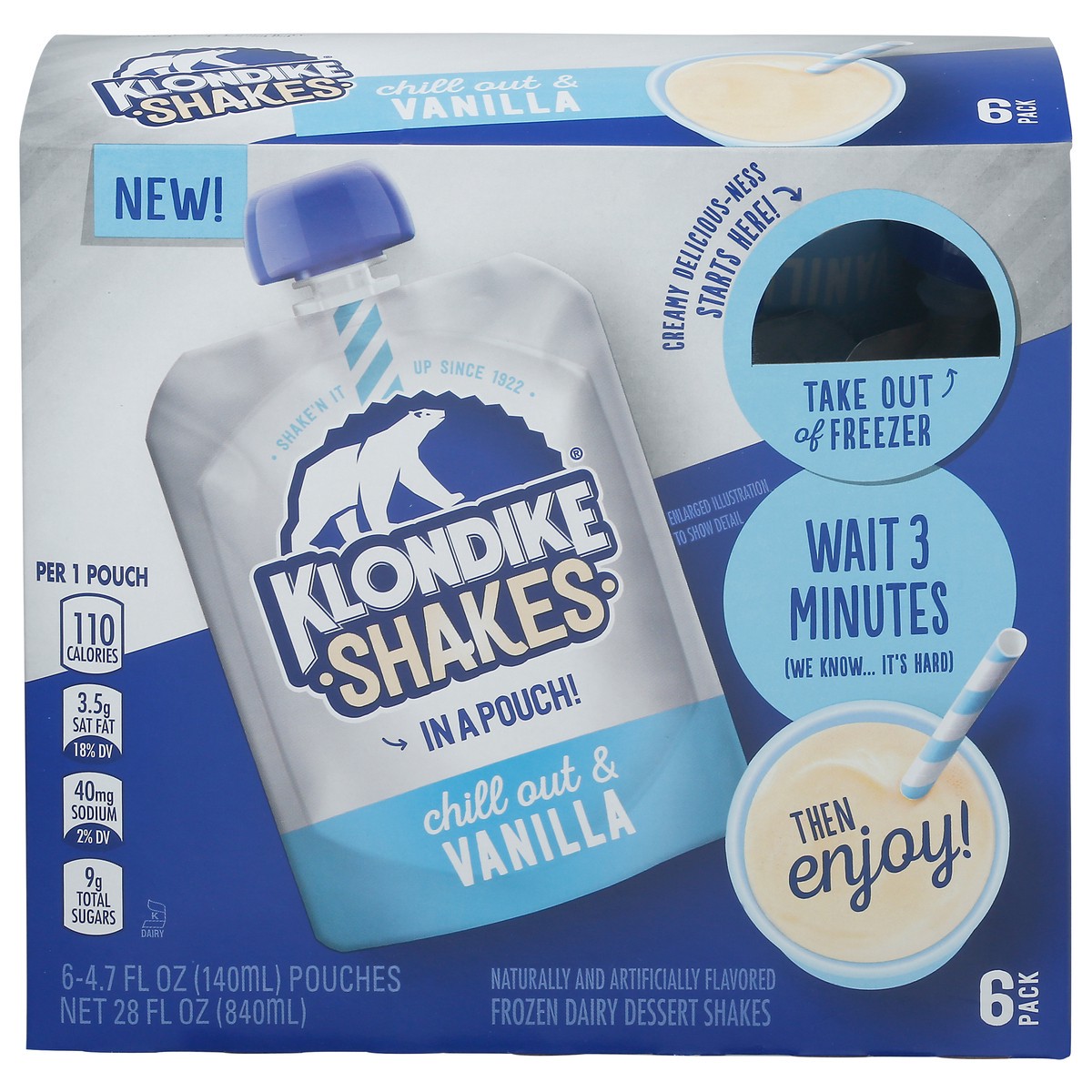 slide 1 of 9, Klondike Frozen Vanilla Milkshake - 6ct, 6 ct