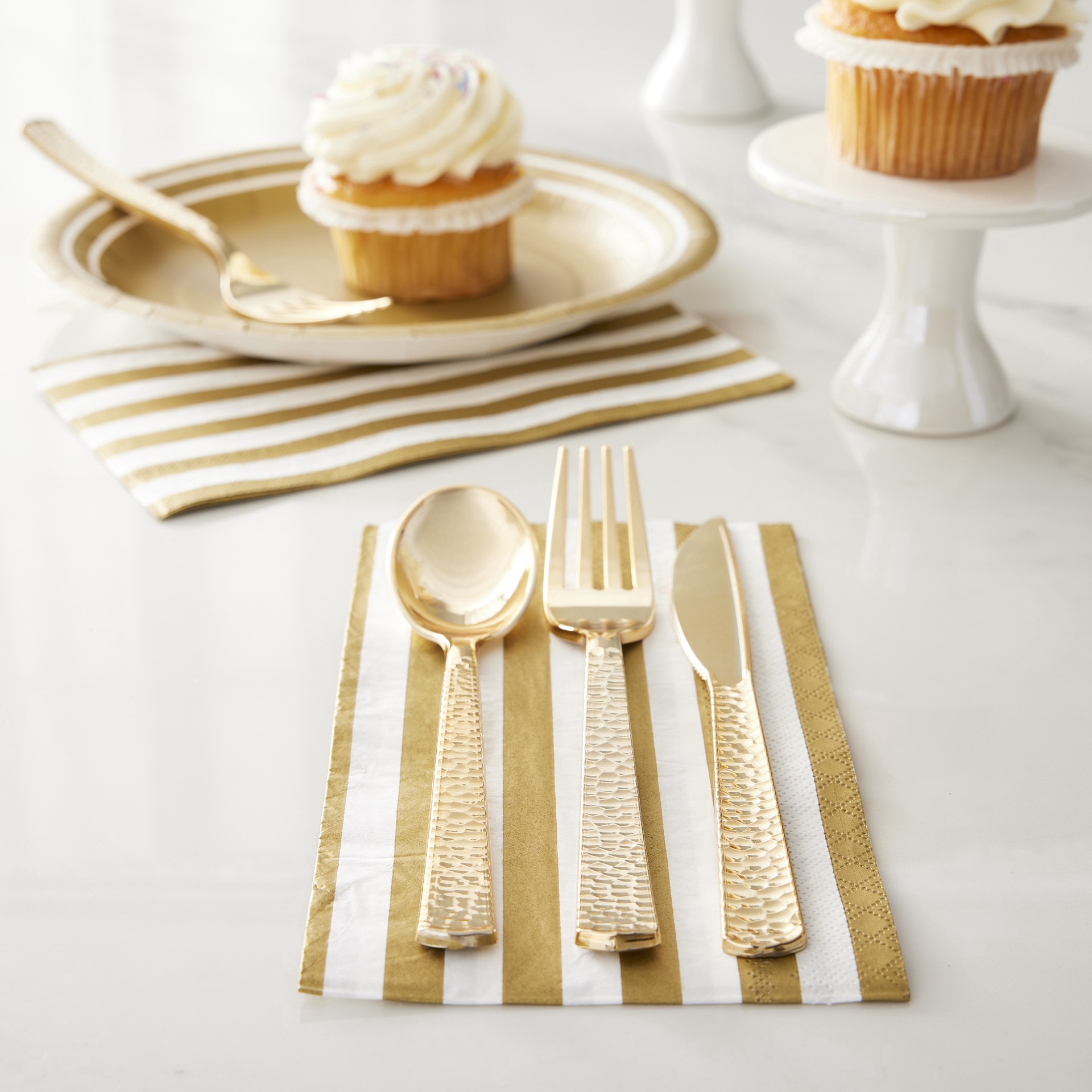 slide 3 of 4, Gold Hammered Plastic Cutlery Set By Celebrate It, 120ct., 120 ct