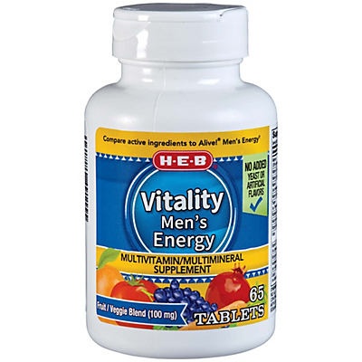 slide 1 of 1, H-E-B Vitality Men's Energy Multivitamin Tablets, 65 ct