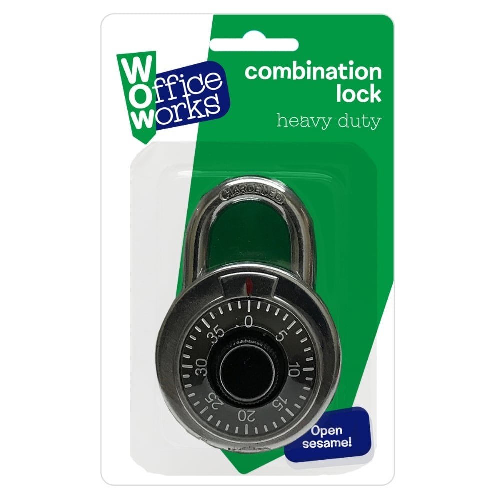 slide 1 of 1, Officeworks Heavy Duty Combination Lock, 1 ct