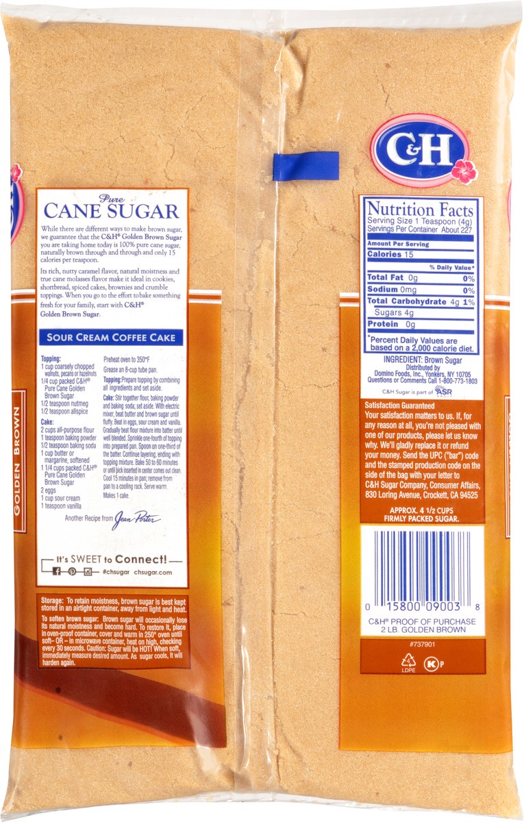 slide 12 of 12, C&H 2 Lb Light Brown Sugar Poly Bag C&H, 32 oz