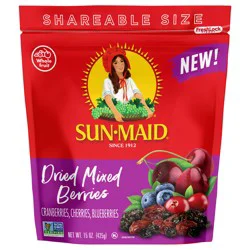 Sun-Maid Dried Mixed Berries 15oz Resealable Stand-Up Zipper Bag