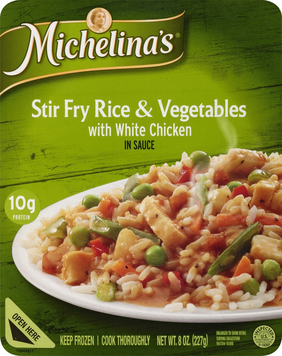 slide 1 of 10, Michelina's Stir Fry Rice & Vegetables, 8 oz