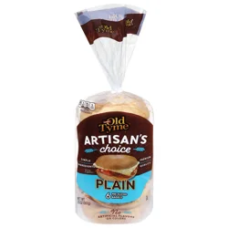 Old Tyme Artisan's Choice Plain Pre-Sliced Bagels - 6 ct