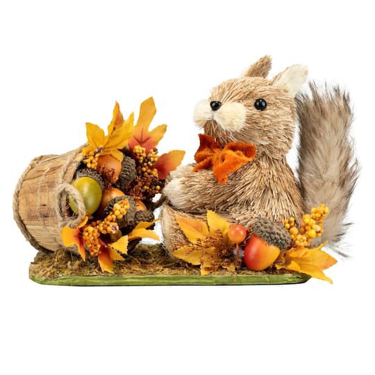 slide 1 of 3, 8" Squirrel With Acorn Basket Natural Decor By Ashland, 8 in