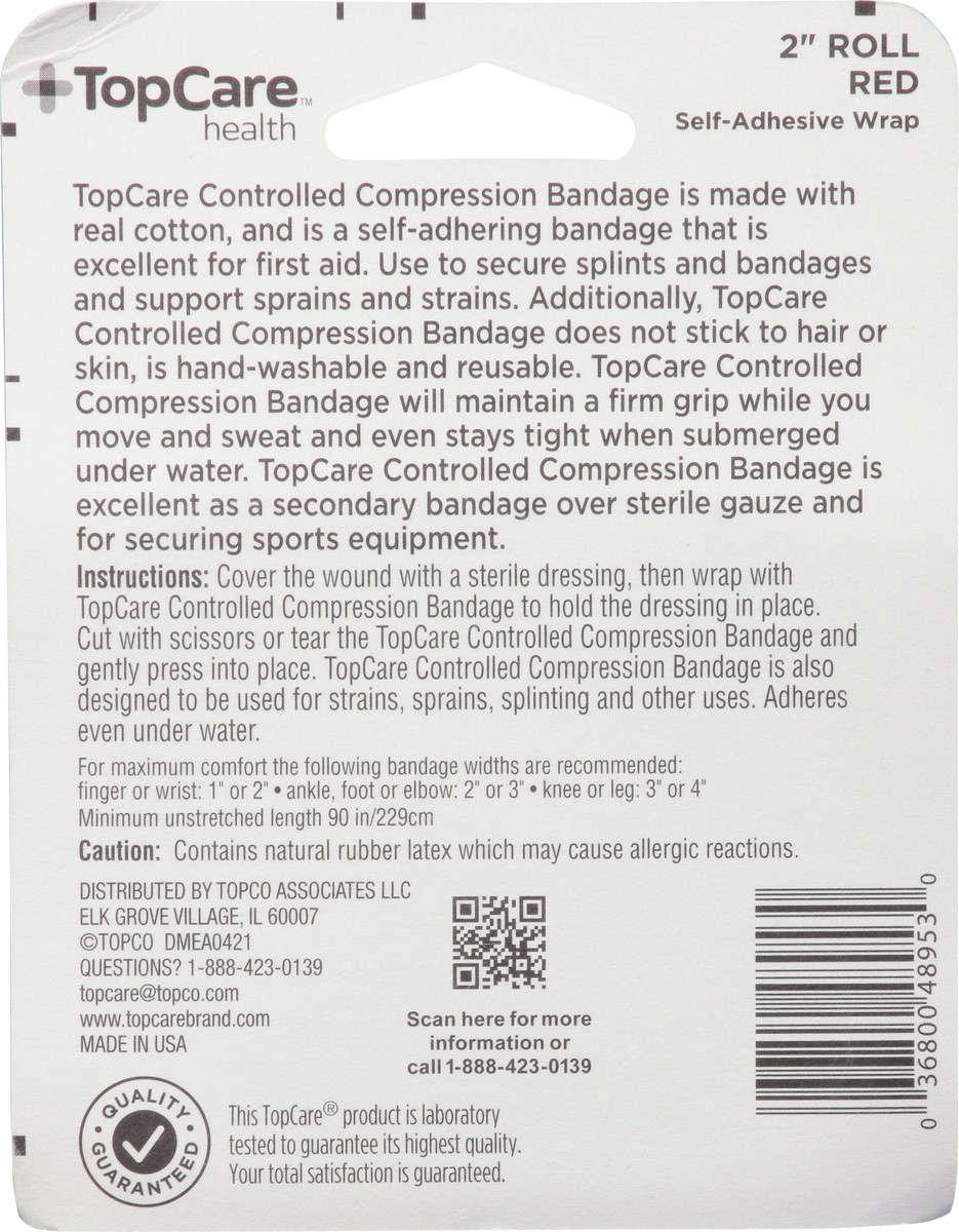slide 3 of 9, TopCare Health Red Unstretched Controlled Compression Bandage 1 ea, 1 ct