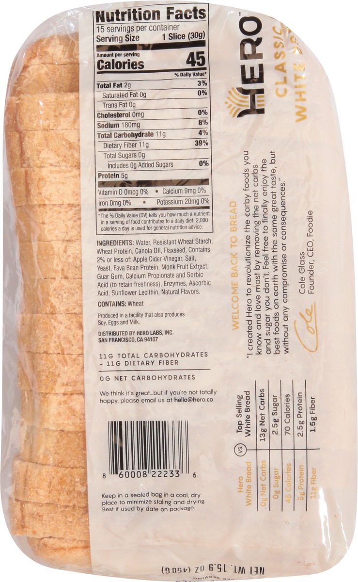 slide 4 of 9, Hero Classic White Bread 15.9 oz, 15.90 oz