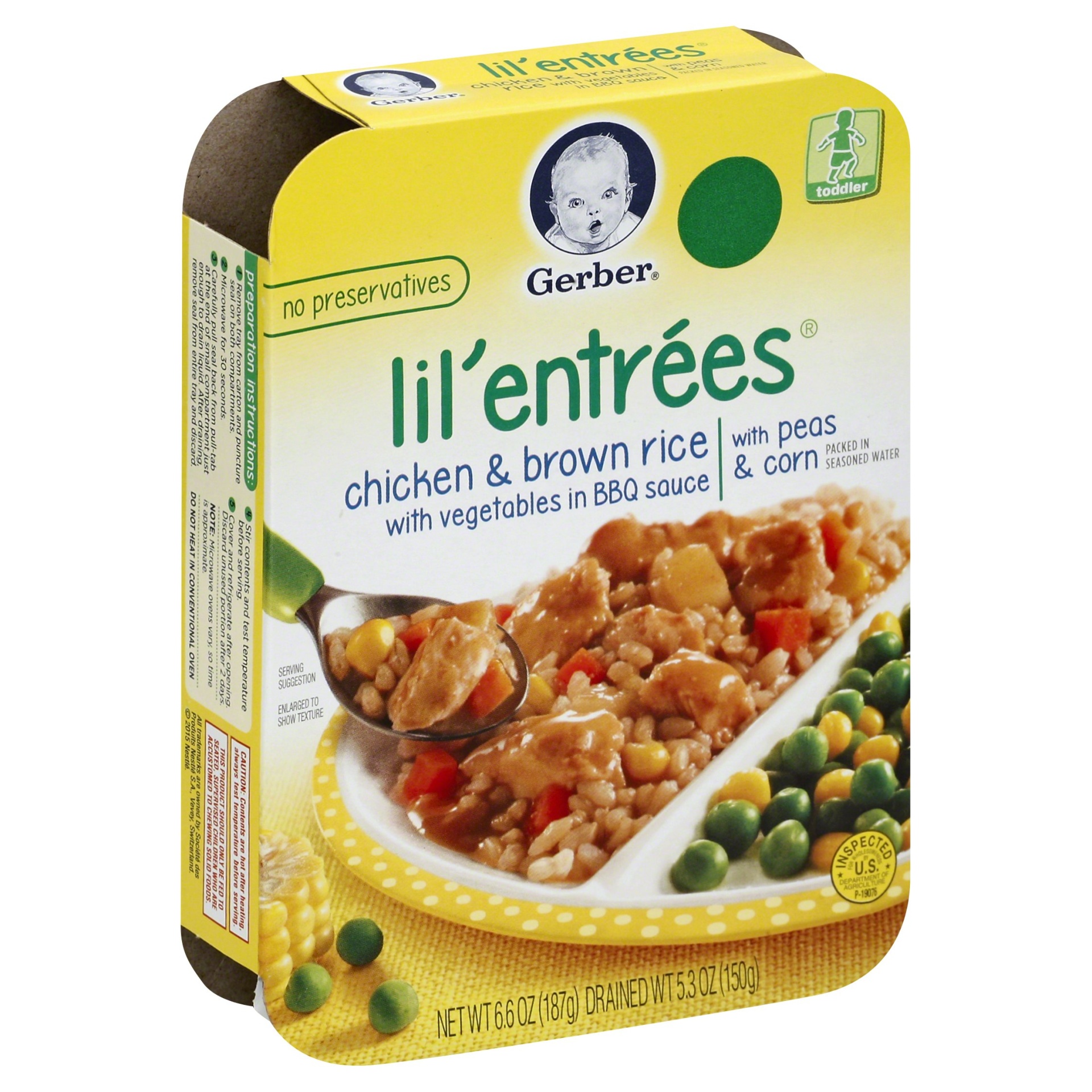 slide 1 of 1, Gerber Lil Entree Chicken Rice BBQ Babyfood, 6.6 oz